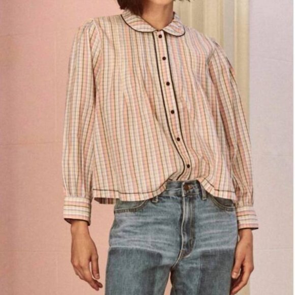 NWOT THE GREAT. river banks top in pastel plaid - Picture 1 of 6